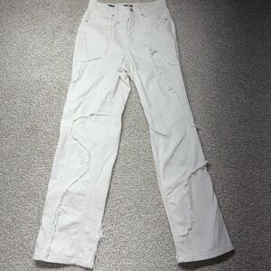 Women’s Wild Fable White High-Waisted Denim Distressed Straight Leg Jeans Size 4